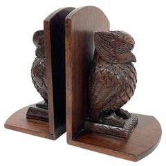 Vintage Indonesian Wooden Owl Bookends