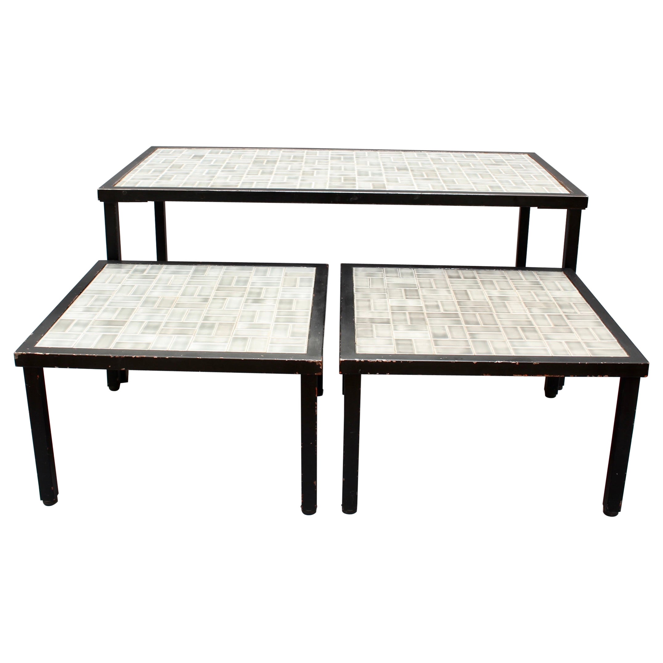 Set of Three Mid-Century French Tiled Tables 'circa 1960s'