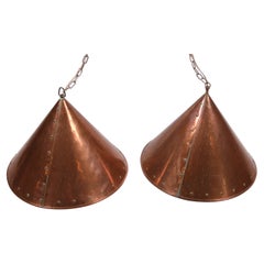 Vintage Danish Hand Hammered Copper Pendant Lamps by ES Horn Aalestrup, 1950s