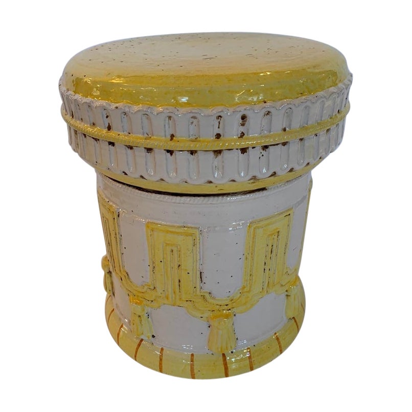 Very Special Vintage Italian Glazed Terracotta Garden Stool at 1stDibs