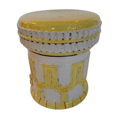 Cheery Yellow and White Italian Garden Seat Accent Table