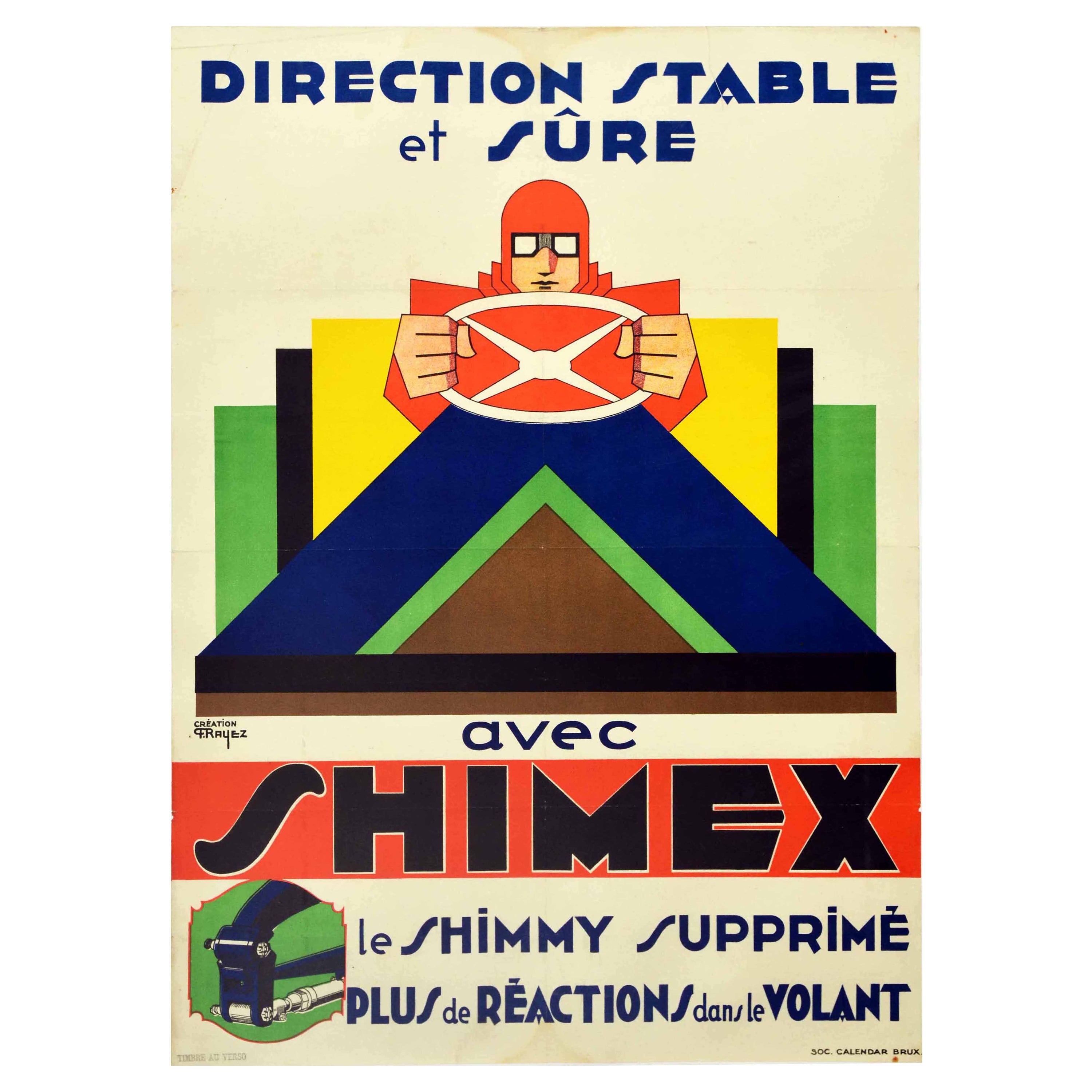 Original Vintage Poster Stable Sure Steering With Shimex Driving Wheel Shimmy For Sale