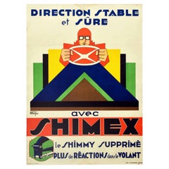 Original Vintage-Poster, „Stable Sure Steering With Shimex Driving Wheel Shimmy“, Original