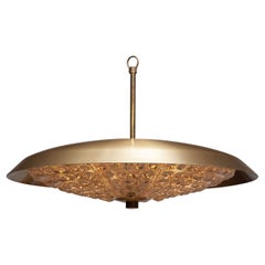 1950s, Brass and Glass Pendant Lamp Designed by Carl Fagerlund for Orrefors