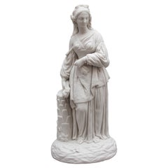 19th Century Parian Figure of a Lady Leaning on a Column