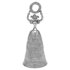 Antique Novelty Sterling Silver Bell Berthold Muller London 1913, Lady in Dress