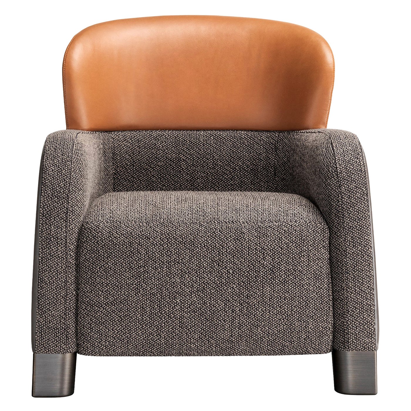 Bucket Brown/Gray Armchair with Low Headrest For Sale