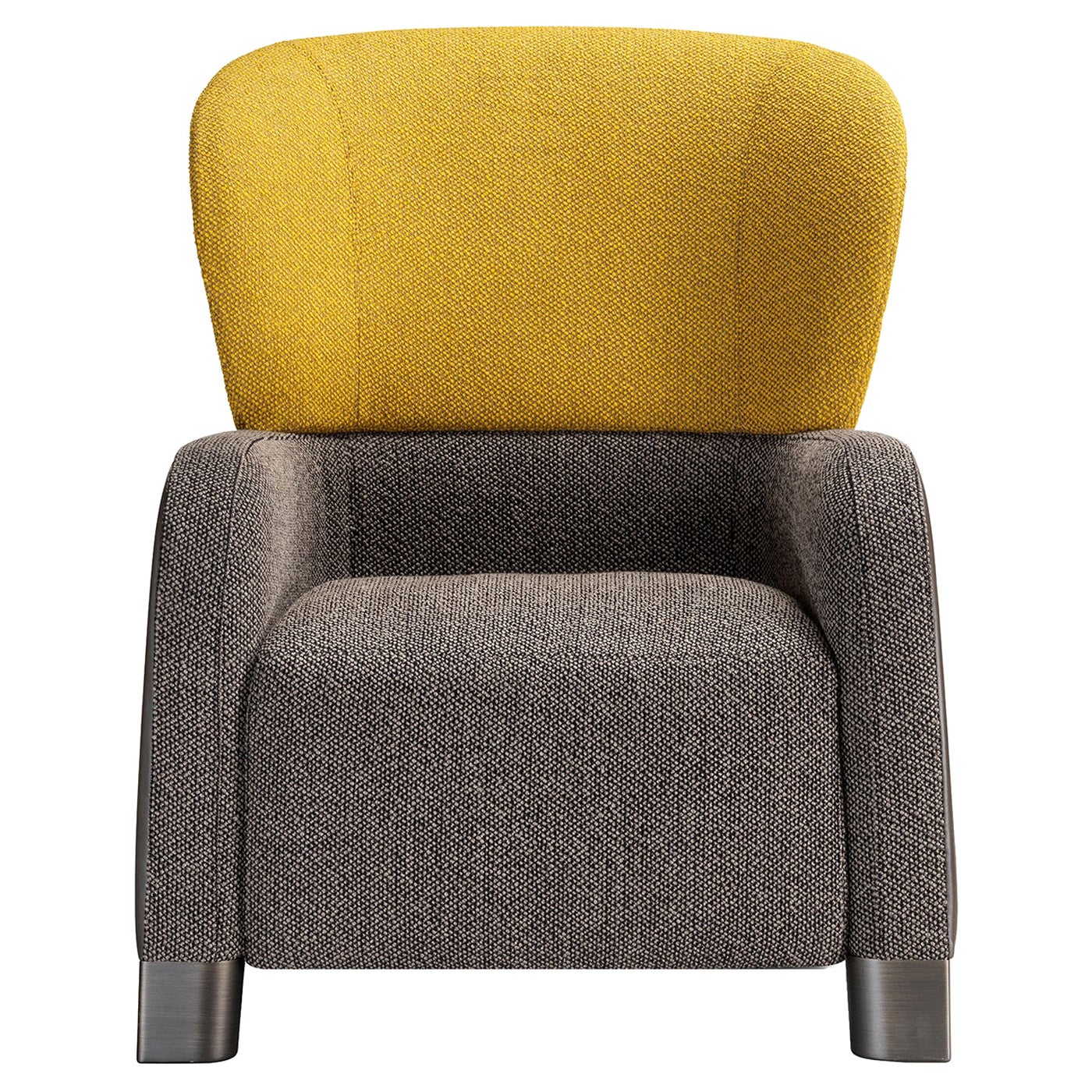 Bucket Yellow/Gray Armchair with Tall Headrest by E. Giovannoni For Sale