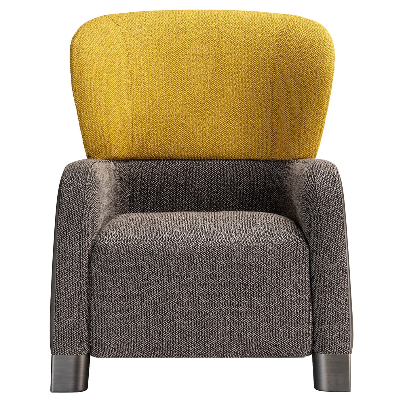 Fauteuil seau jaune/gris avec haut appui-tête par E. Giovannoni