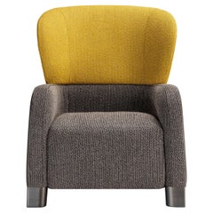 Bucket Yellow/Gray Armchair with Tall Headrest by E. Giovannoni