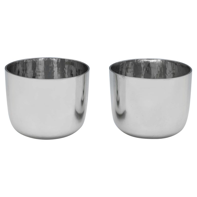 Victorian Antique Sterling Silver Pair of Tumbler Cups, London 1895 For Sale