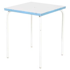 1950's French Square Metal Garden Table Blue and White 'Model 836.4'