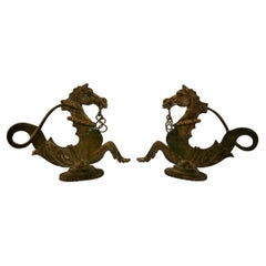 Japanese Pair Hand Cast Bronze Dragon Sculptures