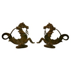  Japanese Pair Hand Cast Bronze Dragon Sculptures