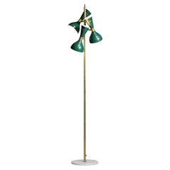 Italian Modern Brass Floor Lamp 3 Green Stilnovo Vintage Design Spots Gira ML135