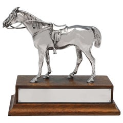 Elizabeth II Sterling Silver Horse Trophy on Plinth, London 1954, C. J. Vander