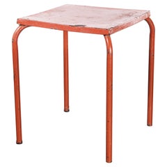 Used 1950's French Square Metal Garden Table Red (Model  836.7)