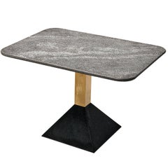 Retro Italian Side Table in Metal and Rectangular Granite Top