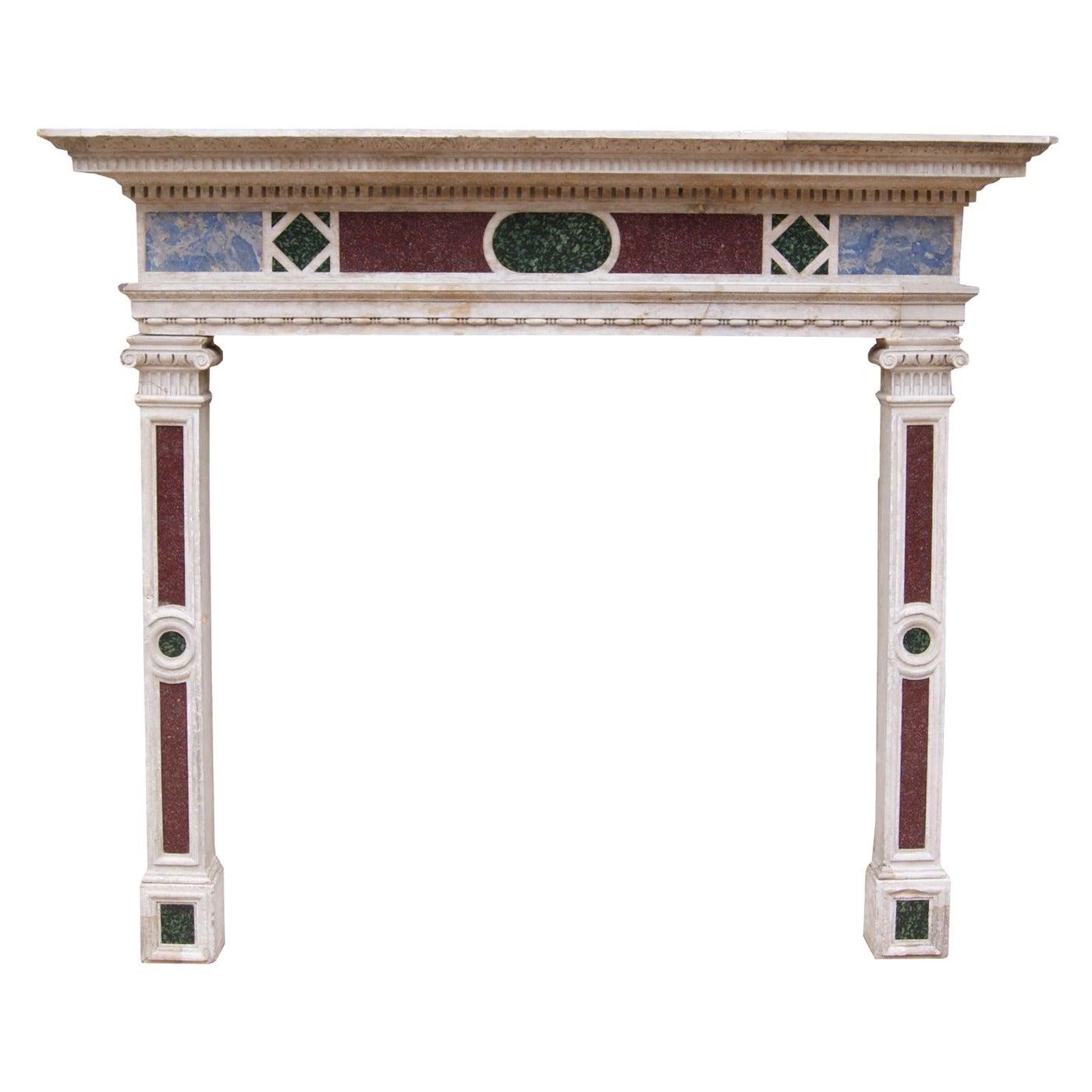 English Renaissance Revival Mantel with Porphyry Inlay For Sale
