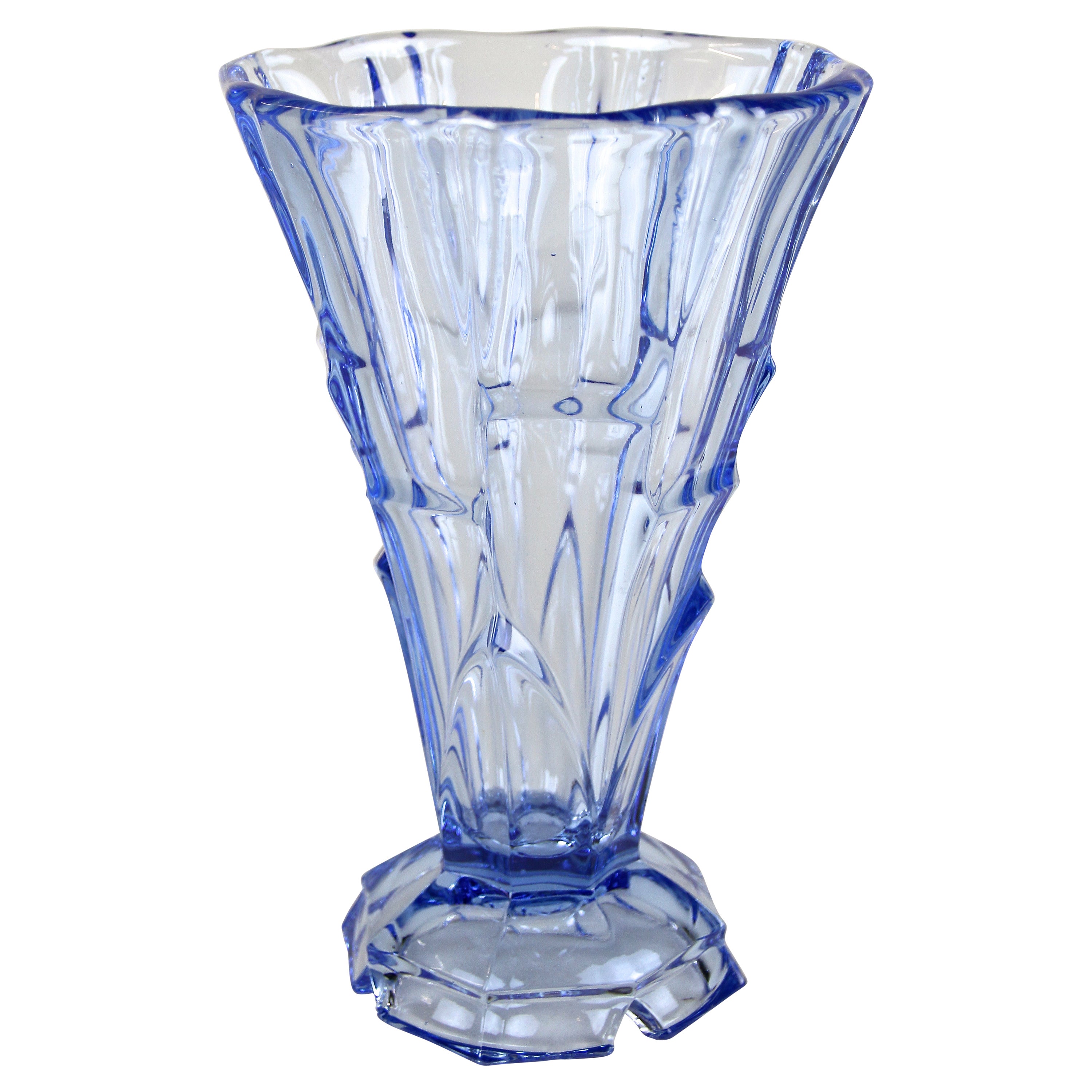 Art Deco Blue Glass Vase, Austria, circa 1920