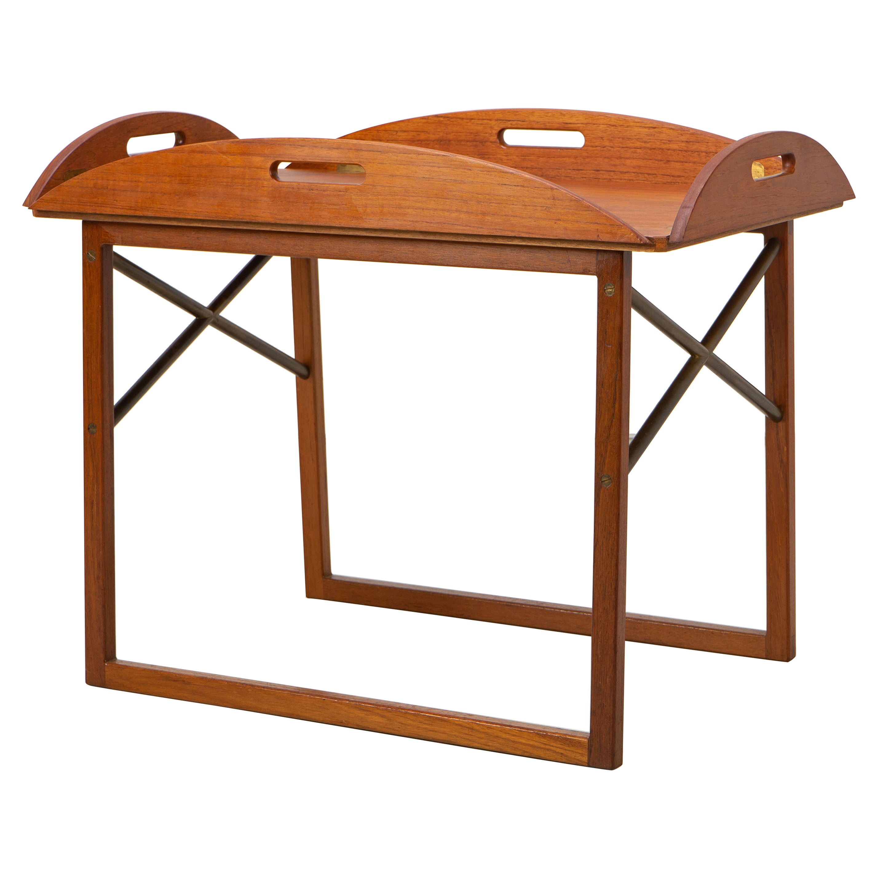 Danish Tray Table by Svend Langkilde for Illums Bolighus Teak and Brass, 1960s For Sale