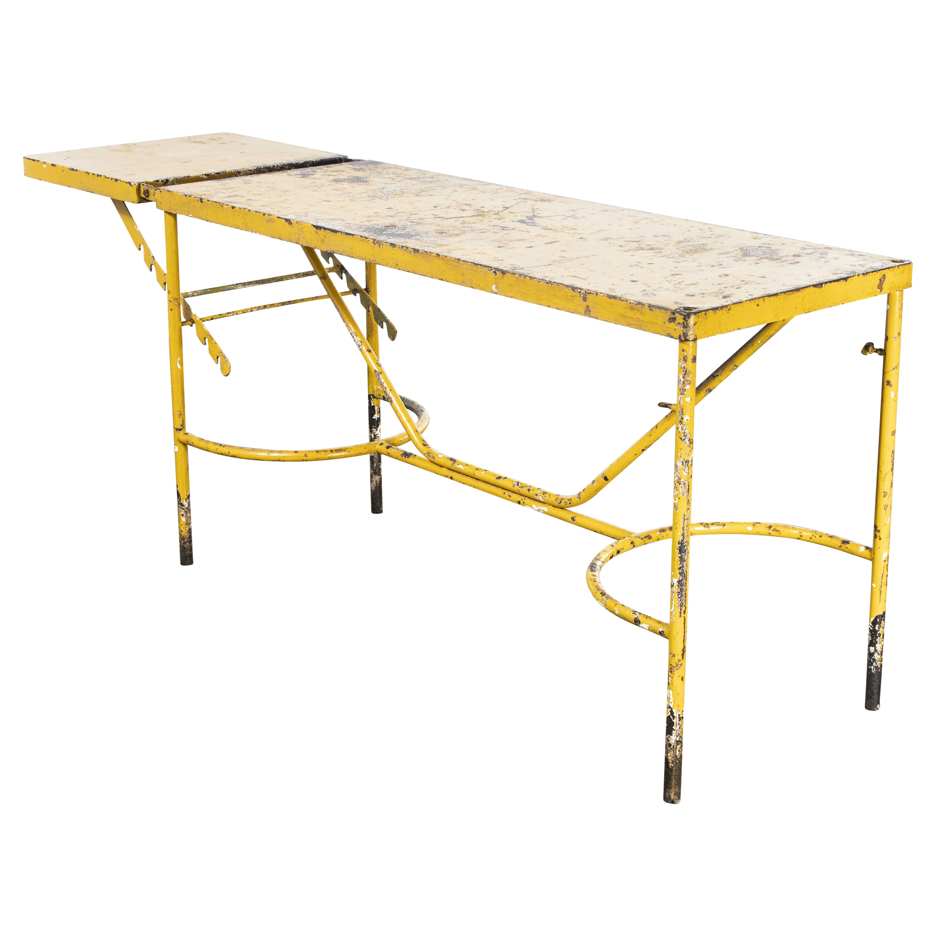 1960's French Army Industrial Field Table, Yellow For Sale