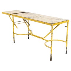 Used 1960's French Army Industrial Field Table, Yellow