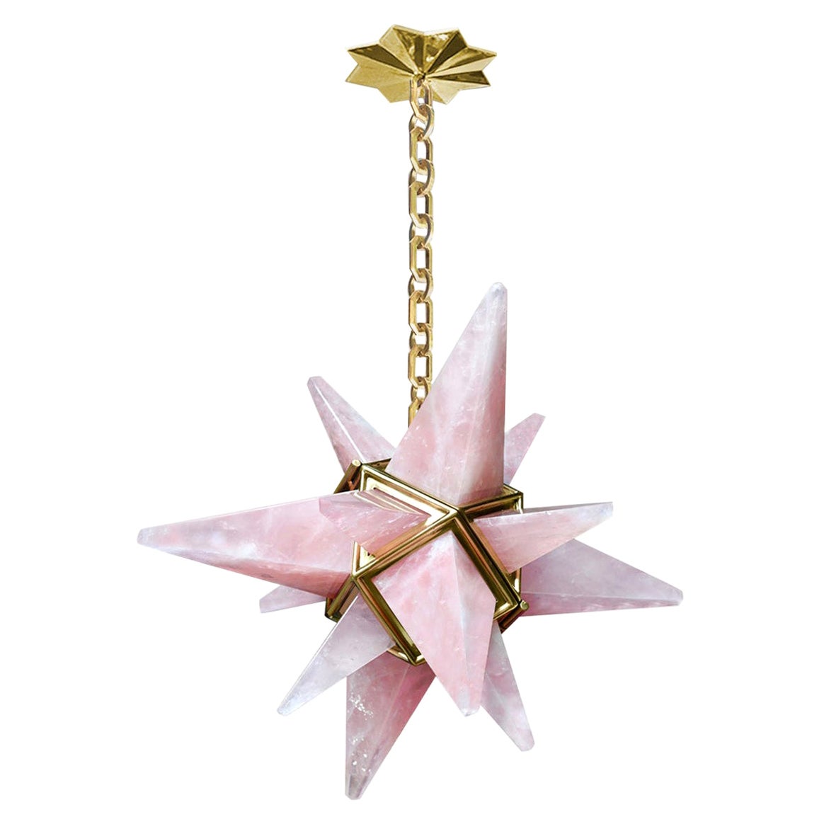 Star18 Pink Rock Crystal Chandelier by Phoenix For Sale