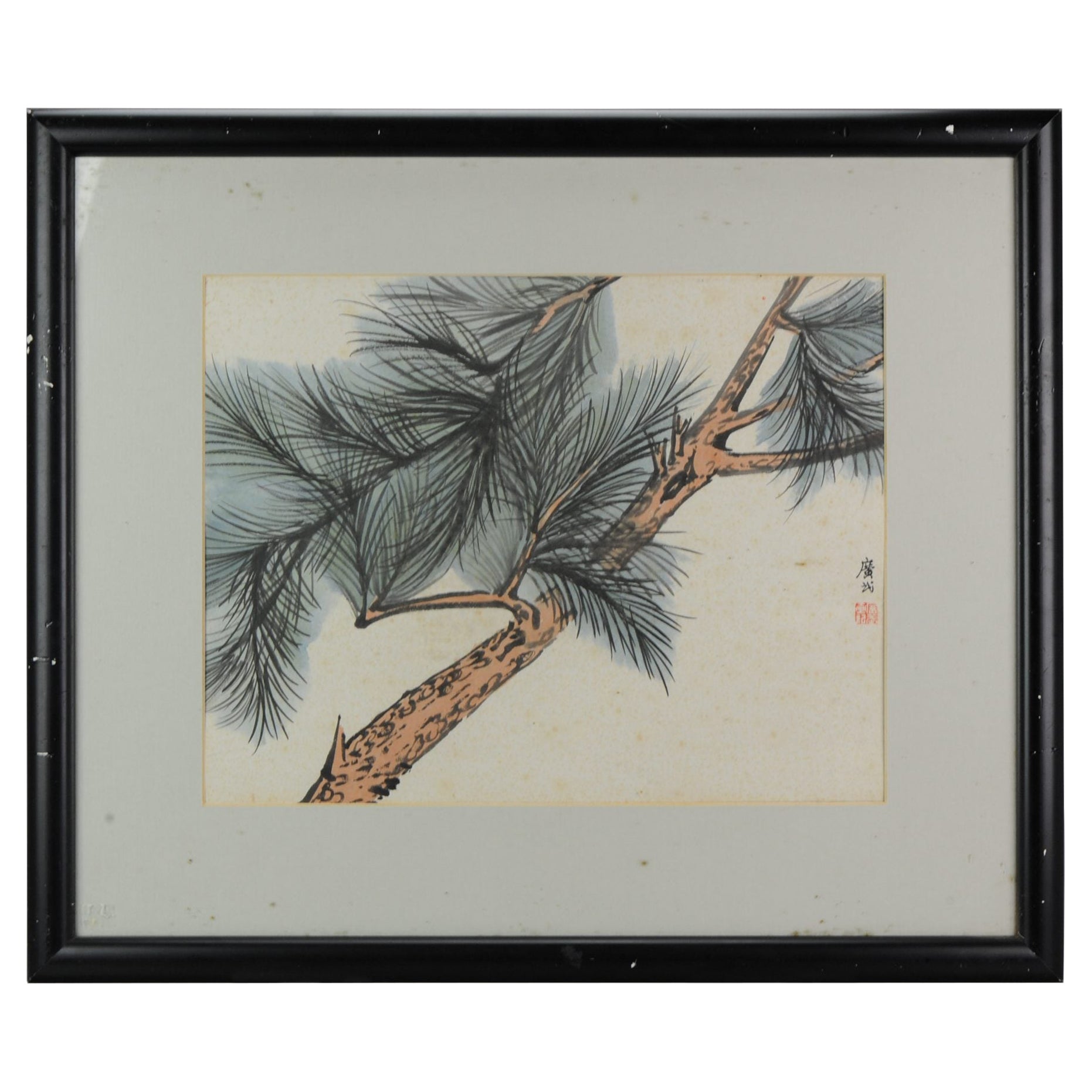 Lovely 19th/Early 20th Century Landscape Painting China Artist Painted Pine Tree