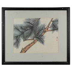 Vintage Lovely 19th/Early 20th Century Landscape Painting China Artist Painted Pine Tree