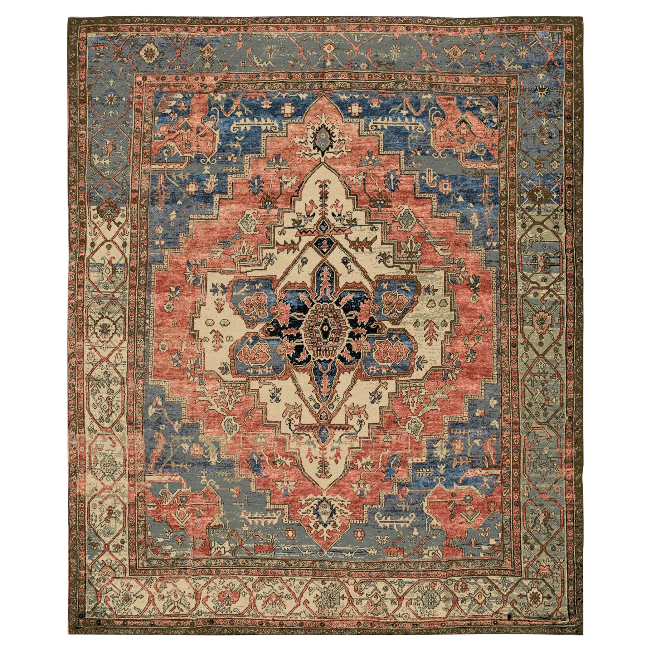 Once Upon a Time I Was a Heriz, Contemporary Rug in Silk by Djoharian Design For Sale