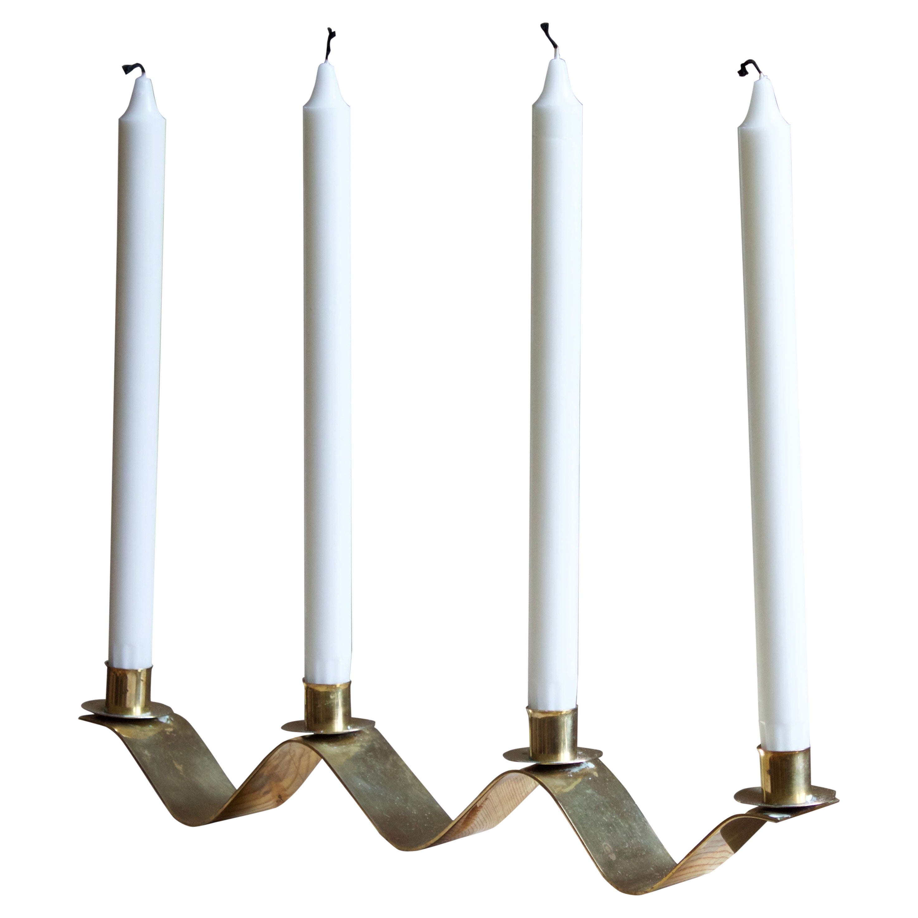 Swedish, Organic Candelabra, Brass, Sweden, 1940s