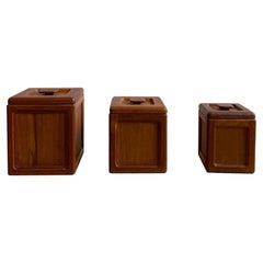 Set of 3 Mid Century Teak Boxes