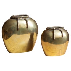 Italian, Small Decorated Vases, Brass, Italy, c. 1950s