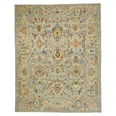 Contemporary Blue Persian Sultanabad Rug, 12'01 x 15'02