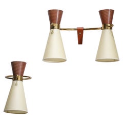 Paar französische Wandlampen Arlus Lochblech 60er Vintage F013 F014