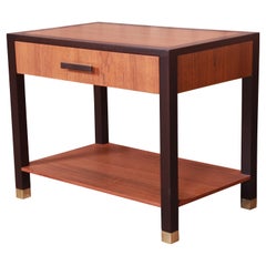 Harvey Probber Mid-Century Modern Teak and Mahogany Nightstand, Newly Refinished