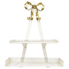 White Perforated Wall Rack Shelf with Brass Ribbon by Vereinigte Werkstätten