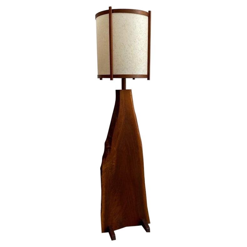 Wooden Slab Floor Lamp