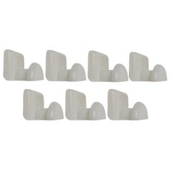 Set of 7 Castiglioni & Gaviraghi White Wall Coat Hooks, Bilumen, Italy, 1970s