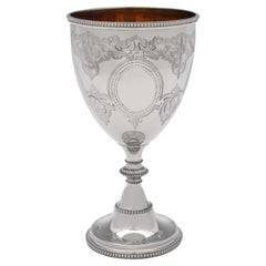 Victorian Antique Sterling Silver Goblet, London 1861, Henry Wilkinson