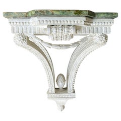 18th Century English Painted Bracket, Custom Finish, Green Faux Marble Top