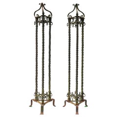 Two Antique Wrought Iron lamp Stands