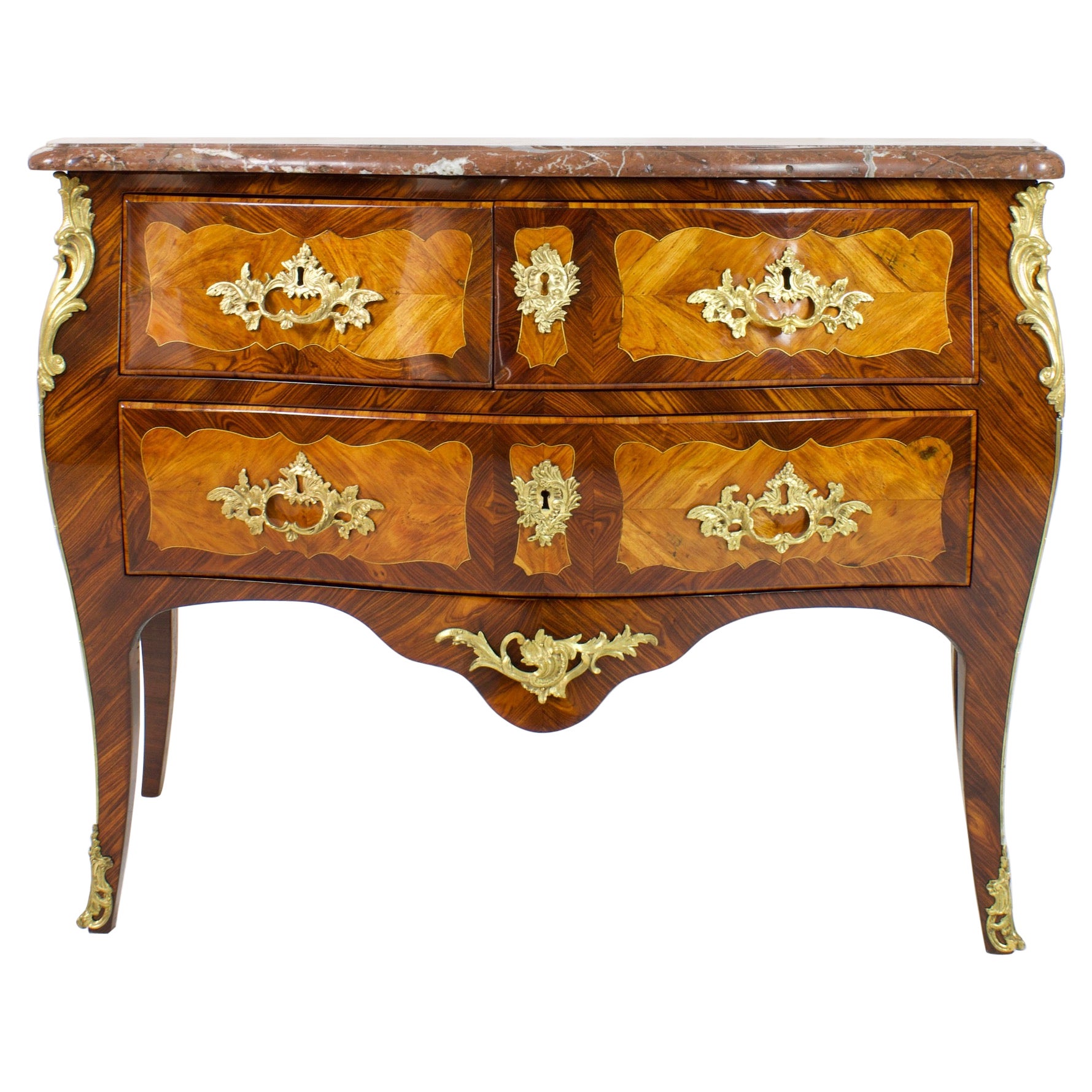 18th Century Louis XV Marquetry Commode or Sauteuse, Stamped "P.ROUSSEL"
