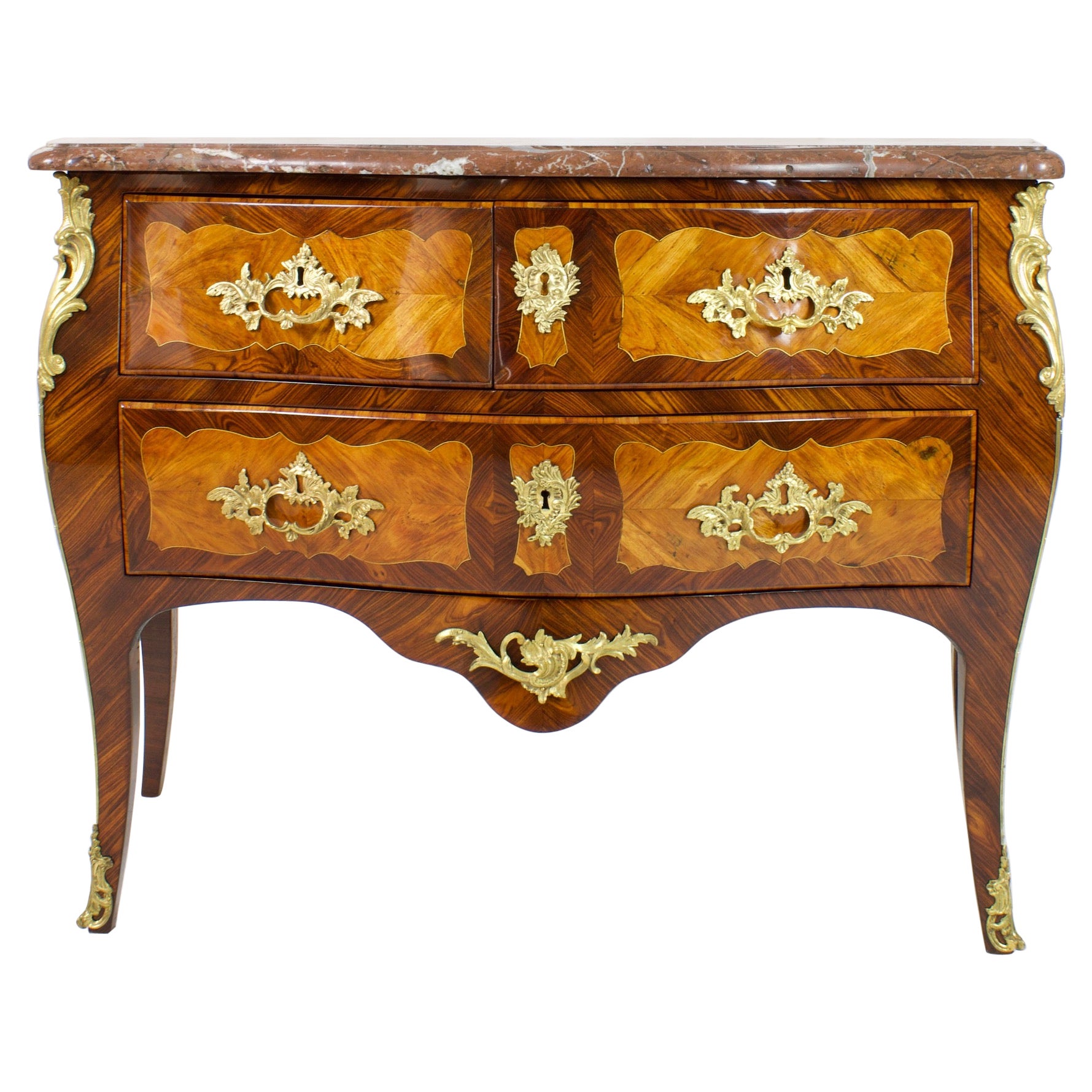 Commode o Sauteuse intarsiata Luigi XV del XVIII secolo, timbrata "P & A".