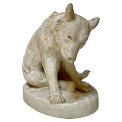 Antique White Ceramic Bear Sculpture by Stellmacher Teplitz, 19th Century