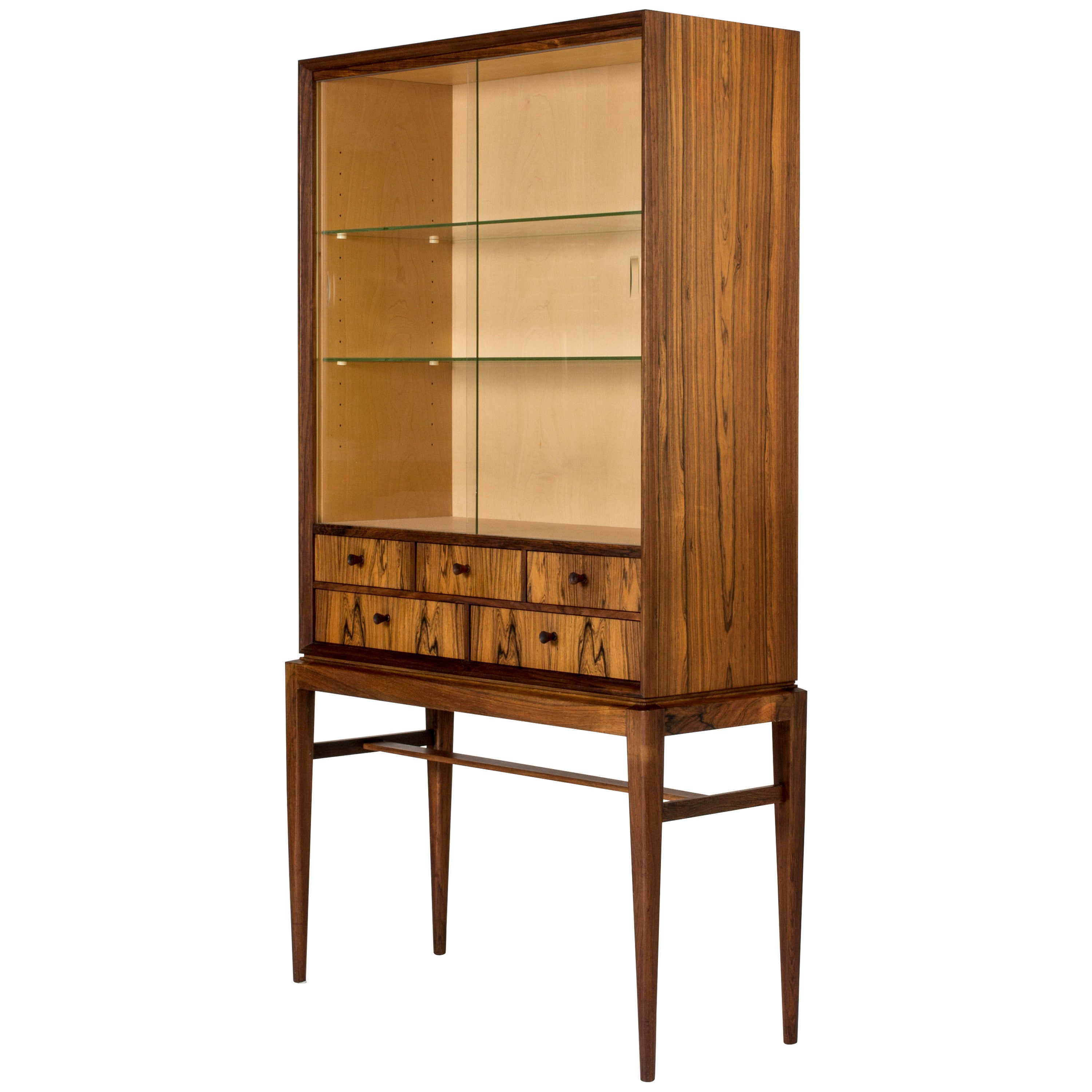 Midcentury Rosewood and Glass Vitrine Cabinet by Svante Skogh for Seffle