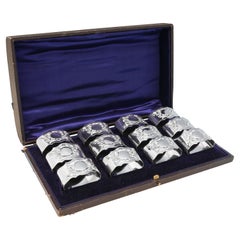 Edwardian Antique Set of Sterling Silver Napkin Rings Jackson & Fullerton, 1902