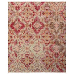 Rug & Kilim’s Distressed Deco Style Rug in Blue, Off-White Trellis Pattern