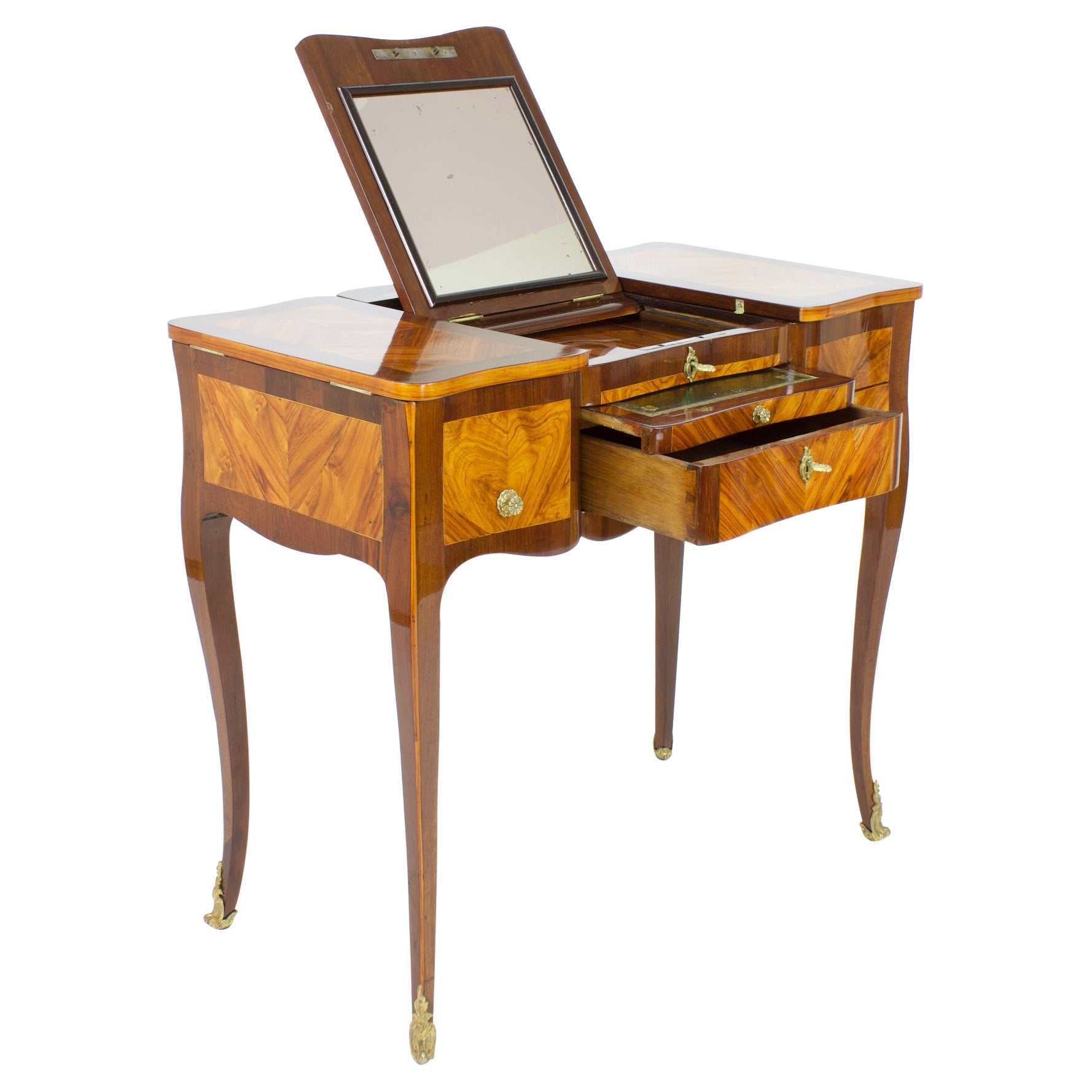 18th Century French Marquetry Louis XV Dressing Table or So-Called Coiffeuse For Sale